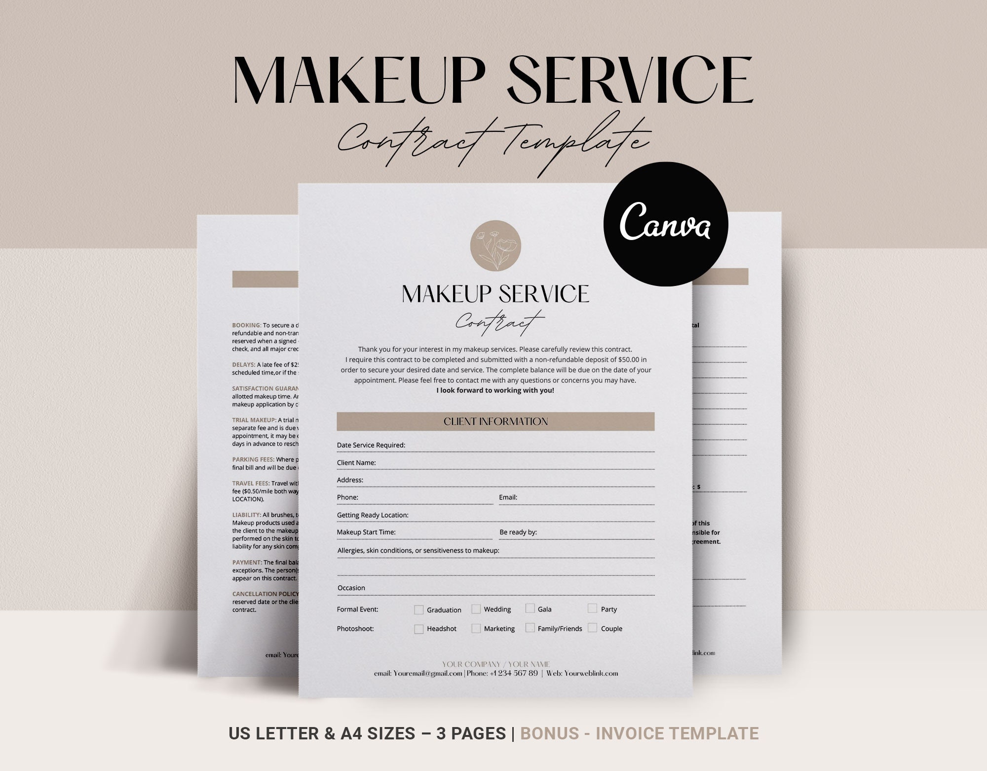 Makeup Artist Templates, Makeup Artist Practice Sheets, Freelance
