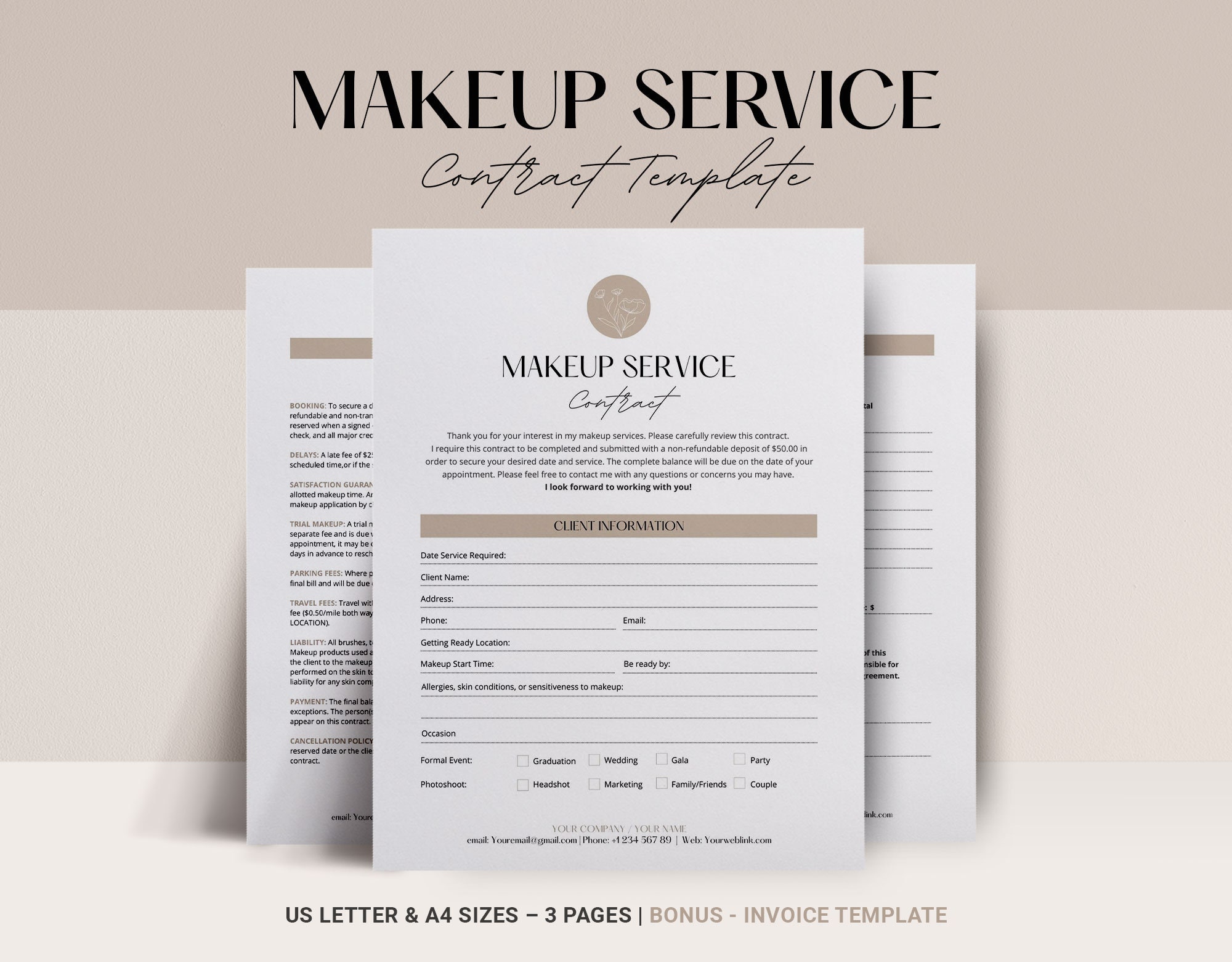 Makeup Artist Contract Template, Makeup Agreement, Bridal MUA Makeup Makeup Artist Contract Template, Makeup Agreement, Bridal MUA Makeup