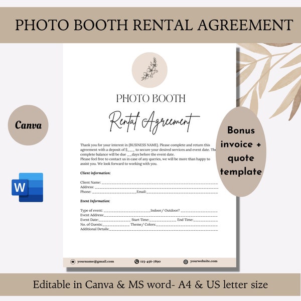 360 Photo Booth Contract Agreement Etsy