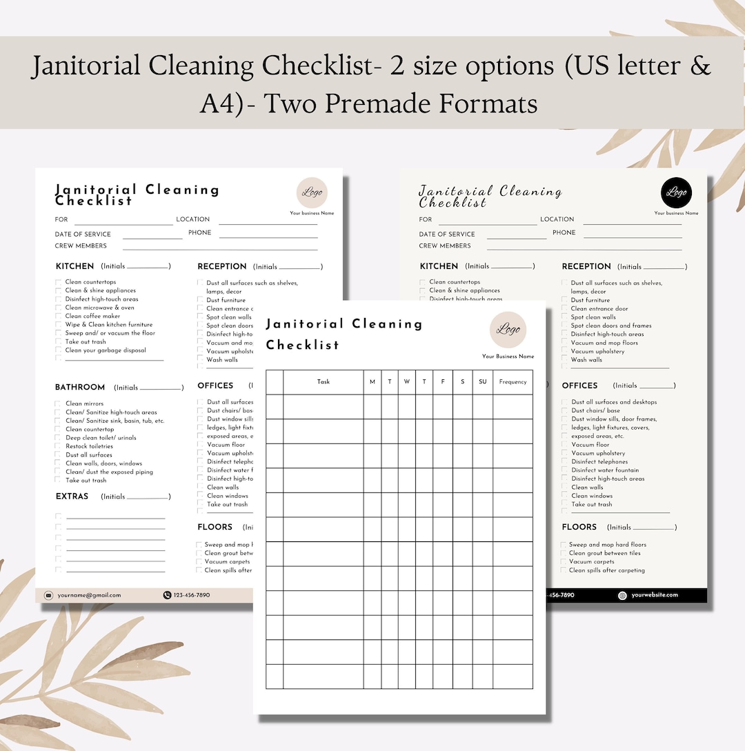 Editable Janitorial Cleaning Checklist Cleaning Service - Etsy