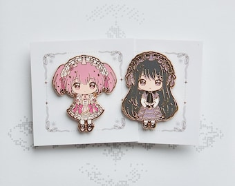 Lolita Madoka & Homura Enamel Pin – Madoka Magica Fan Art Collectible