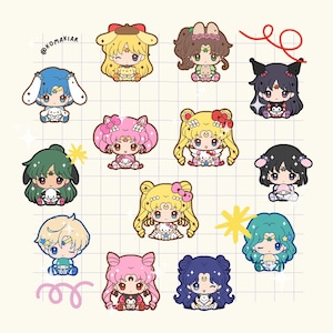Pin de esmalte de garota mágica – Fan art de Chibi Hug Moonie, item colecionável fofo de anime Kawaii para amantes de pins de garotas mágicas e anime