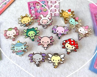 Axolotl Party Surprise Enamel Pin: Kawaii Animal Collectible, Pink Axolotl Blindbox