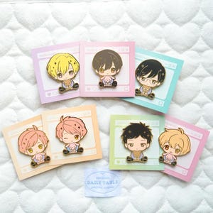 Ouran Host Club Chibi Hug Enamel Pin Set - OHSHC Fan Art, Shoujo Comedy Collectible
