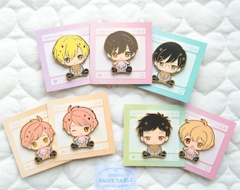 Ouran Host Club Chibi Hug Enamel Pin Set - OHSHC Fan Art, Shoujo Comedy Collectible