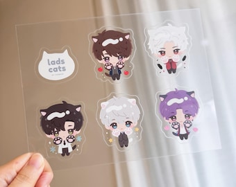 LADS Cats doorzichtig stickervel – Xavier, Rafayel, Zayne, Sylus & Caleb