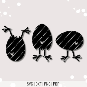 Plotterdatei - Verrückte Küken im Ei, Ostern, SVG, PNG, DXF, Pdf, Ostermotive, Digital Download