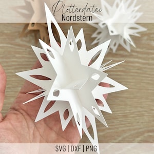 File plotter Stella polare, stella di carta, Natale, stella di Natale, file di taglio SVG, PNG, DXF