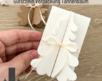 Plotterdatei Gutschein Verpackung Tannenbaum, Weihnachten, Verpackung für Gutscheinkarte, Last Minute Geschenk, SVG, PNG, DXF