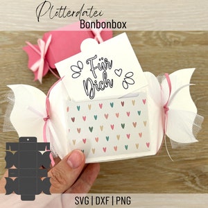 Plotterdatei SVG, PNG, DXF Bonbon Box, Geschenkschachtel, Digital Download