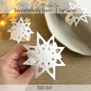 Plotterdatei Serviettenring Stern, SVG, DXF, 2 Varianten, Weihnachten, Serviettenhalter