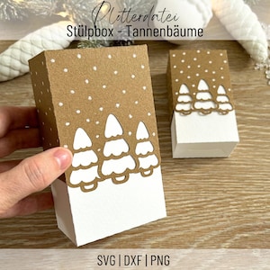 Slip box Alberi di Natale, confezione regalo file plotter, Natale, SVG, PNG, DXF, Download digitale