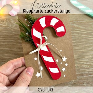 Archivo trazador tarjeta de Navidad bastón de caramelo, tarjeta plegable, Navidad, SVG, DXF, Descarga digital
