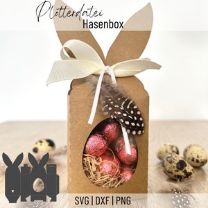 Plotter archivo caja de regalo conejito, SVG, PNG, DXF, caja Pascua, caja conejito de Pascua, descarga digital