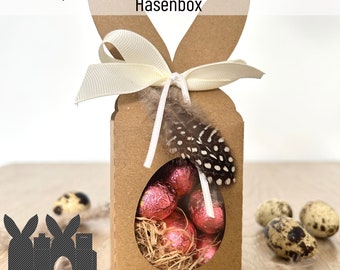 Plotterbestand voor geschenkdoos met konijn, SVG, PNG, DXF, paasdoos, doos met paashaas, digitale download