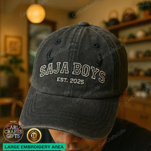 Saja Boys Kpop Demon Hunters Embroidered Hat – K-pop Fan Wash Cap – Korean Streetwear Merch Gift