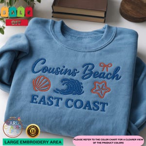 Cousins Beach Embroidered Shirt, East Coast Summer Sweatshirt, The Summer I Turned Pretty Tee, Coastal Beach Vibes Crewneck Gift
