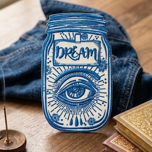 Custom Dream Embroidered Patch Mason Jar Eye Mystical Spiritual Aesthetic Art Iron On Badge Unique Gift