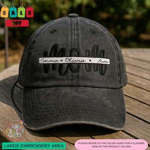 Personalized Mom Embroidered Hat, Custom Mom Baseball Cap with Kids’ Names, Mother’s Day Gift, New Mom Gift, Grandma Hat, Vintage Mom Cap