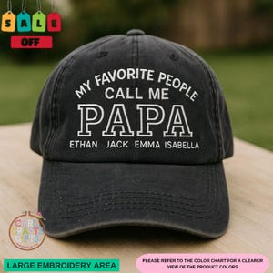 My Favorite People Call Me Papa Custom Embroidered Hat – Personalized Dad Baseball Cap, Grandpa Gift, Father’s Day Present from Kids