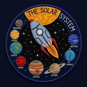 Custom embroidered solar system patch space rocket planets science astronomy iron on patch educational gift for kids space lovers