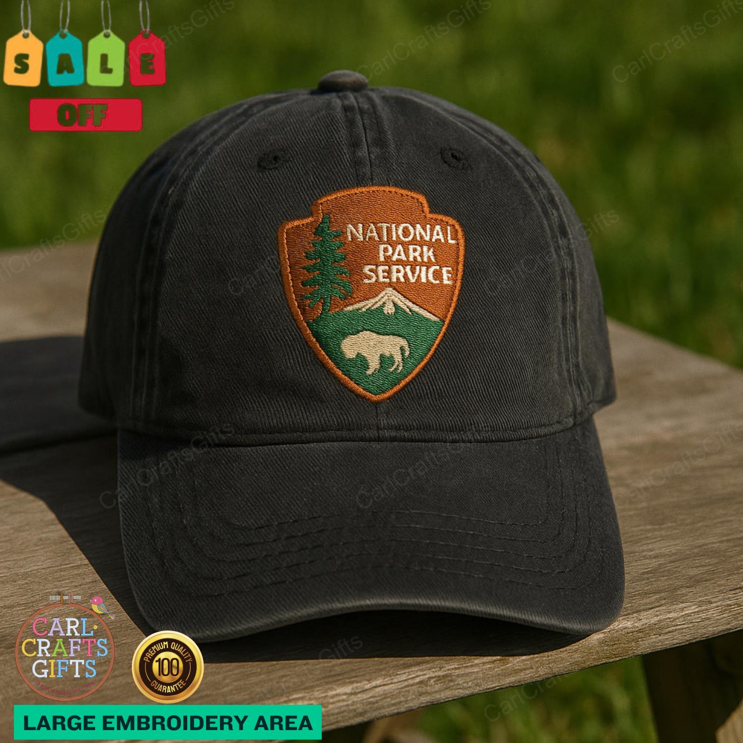 US Forest Service Bigfoot Logo Hat – Flexfit Baseball Cap – Black, S/M & L/XL
