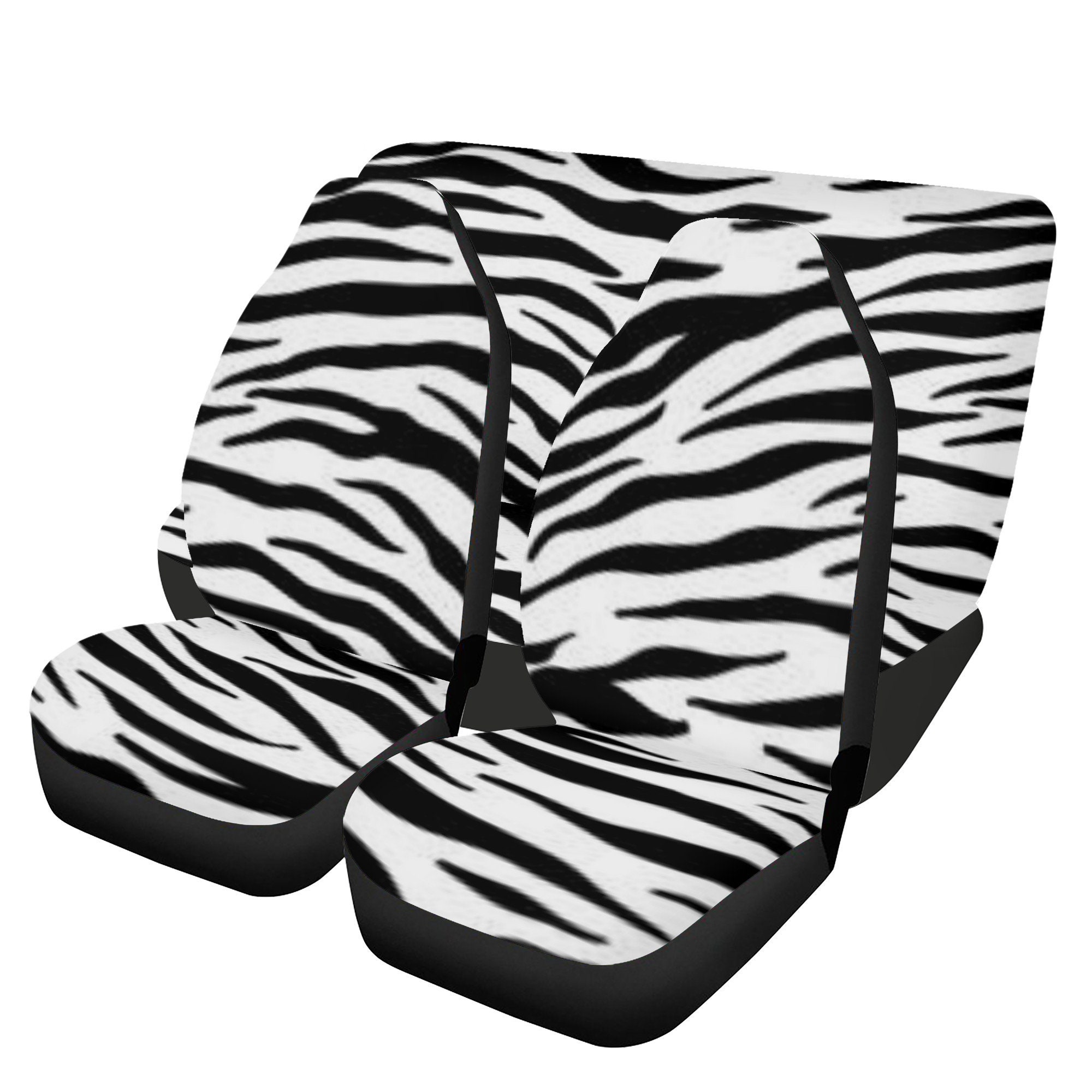 Kurze Plüsch Weiß Zebra Sitzbezüge Set Universal-Fit Die Meisten