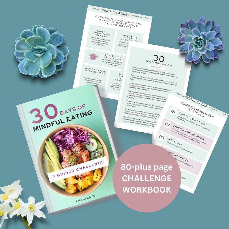 Mindful Eating Guided Challenge Workbook, INSTANT DOWNLOAD, Ditch the ...