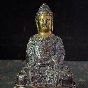 Tibetan Copper buddha Statue Home Decor, Outdoor for Zen Decor Buda Indoor Gift for Relaxation Meditation Shrine Feng shui Wealth  Luck Yoga