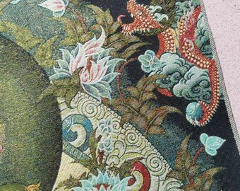 チベット仏教布シルクタンカ絵画、タンカ手描きネパール仏曼荼羅壁装飾