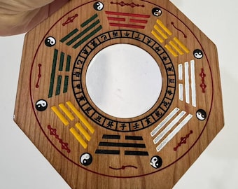 Feng Shui  Wood Bagua Mirror Family Absorb Blessings for Protection Against Passive Negative Energy Ward Off Evil Spirits Taoist Ornament 56