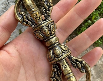 Vajra de cobre puro de 5 miembros, colección de artesanías creativas de Buda Vajra hechas a mano, decoración, artesanías de Buda Mahakala del budismo tibetano Dorje ZEN G092