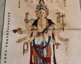 35インチ 観音タンカ、チベット観音タンカ絵画、ヴィンテージ菩薩