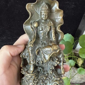 Copper Guan Yin Bodhisattva Tara Statue Goddess Healing Sculpture Eastern Enlightenment Buddhism meditation yoga Decor Luck Health zen G0169