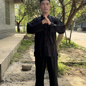 Set van 3, taoïstische mantel, taoïstische broek, taoïstische hoed, exorcist kostuum, monnik cosplay, taoïstisch uniform, tai chi bagua monnik gewaad, linnen kaftan