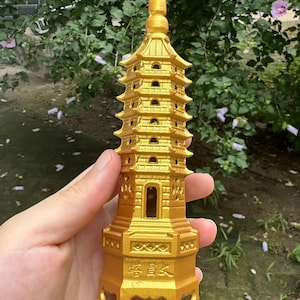 Copper Wenchang Tower Stupa Pagoda,Exorcise evil spirits Talisman Feng shui Decor nine layer office desk decoration Garden Tower amulet G209