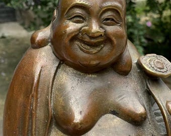 ☆98、チベット　チベット仏教の弥勒菩薩　青銅製仏像 中国銅製 幸せに笑う弥勒仏像、チベットの笑う太った仏像、仏教寺院の