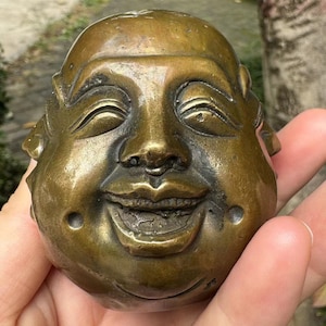 Four Faces copper Buddha Head Sculpture Vintage Copper Happy Laugh Maitreya Buddha Head Statue Copper Four Pleasure Anger Sorrow Joy  G0182