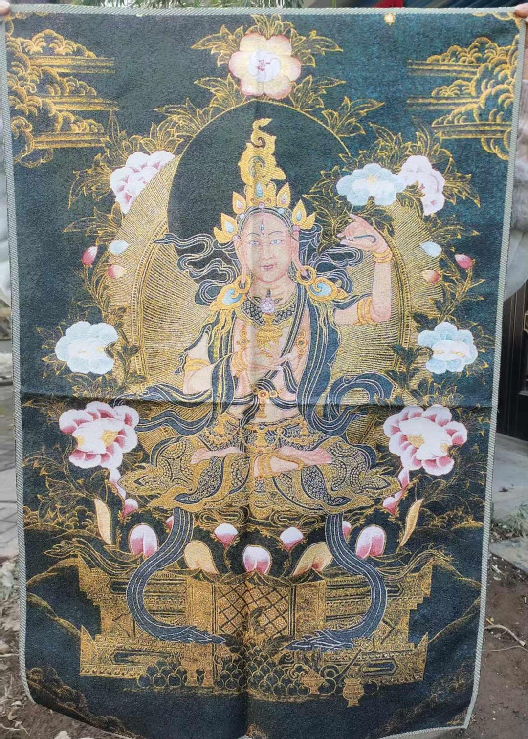 35インチ チベットタンカ、チベット仏教経典タンカ絵画、ネパール絵画