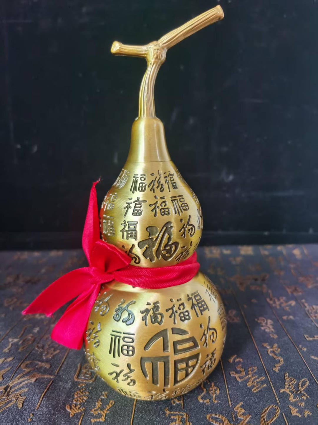 Vintage Brass Hu Lu Feng Shui Decor Blessing Good Luck Prosperity Gifts ...
