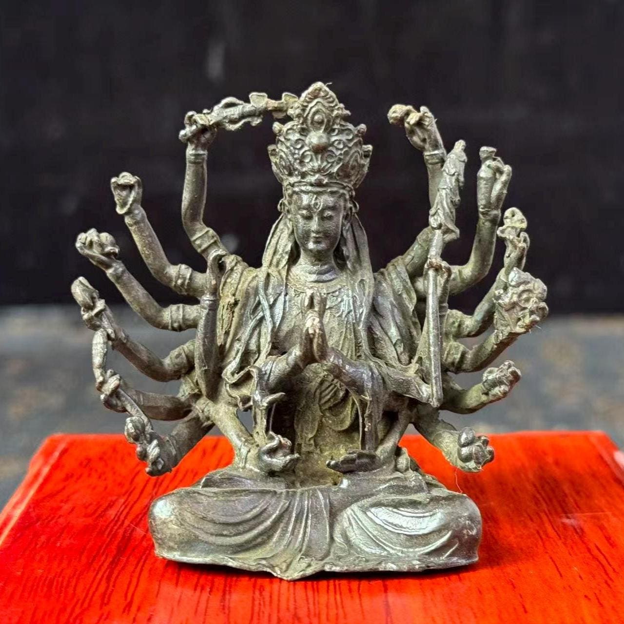 蓮華台座 蓮華 蓮台 台座 木彫刻 岩絵の具 金泥彩色 立像4寸5分