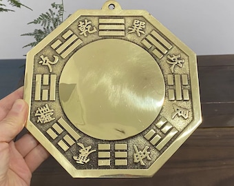 Tibet Temple Brass Yinyang Bagua Fengshui Symbol Mirror Exorcism Statue Copper YING-YANG Symbol Chi Evil Blocker buddha decor meditation Zen