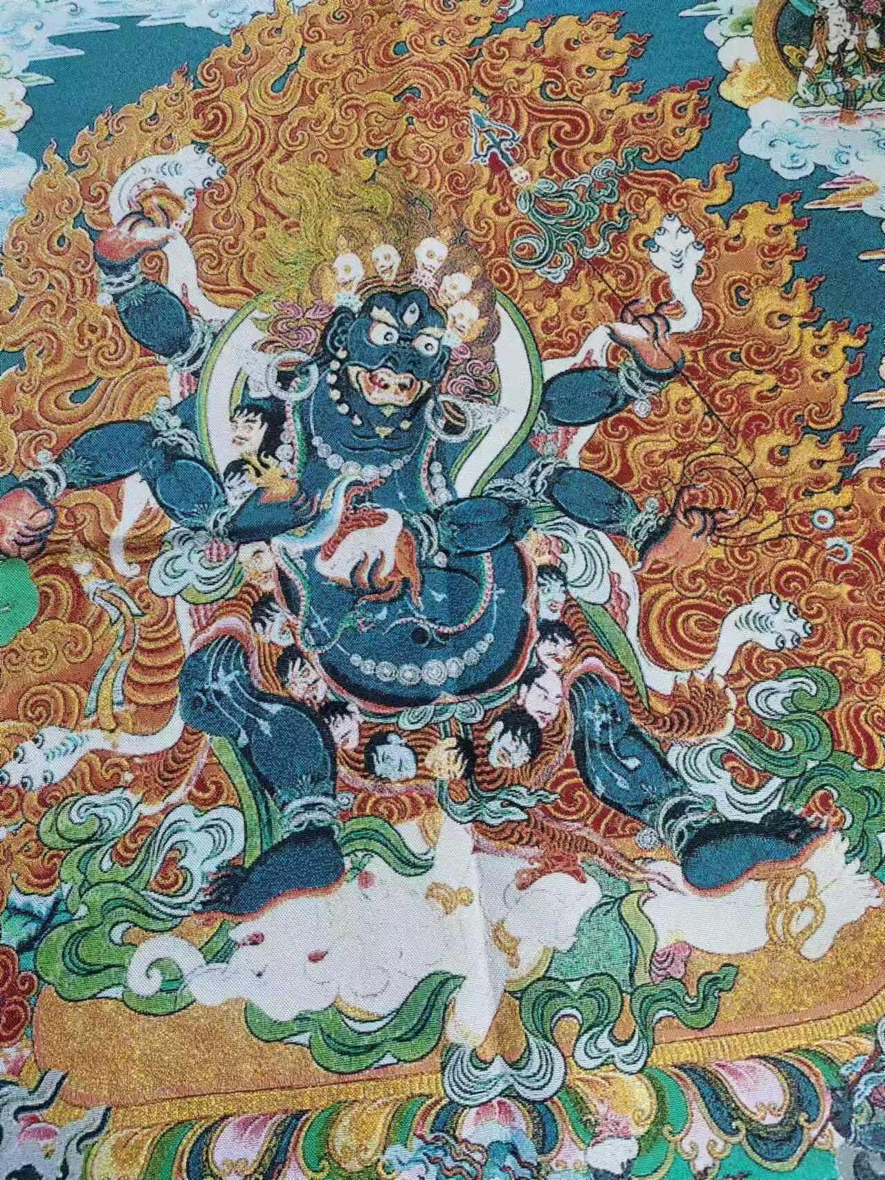 チベット仏教布シルクタンカ絵画、タンカ手描きネパール仏曼荼羅壁装飾