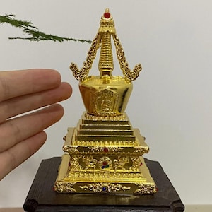 Népal bouddhisme cuivre temple stupa pagode tour, reliques bouddhistes prier, yoga méditation décor Tibet bronze Sakyamuni Feng shui cadeau G072