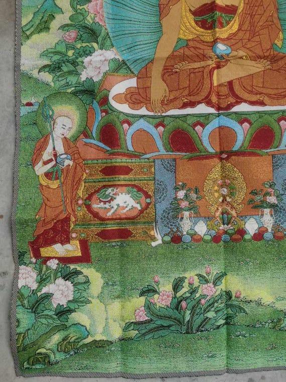 35インチの祝福仏タンカ、チベット仏教の経典タンカ絵画、ネパールの