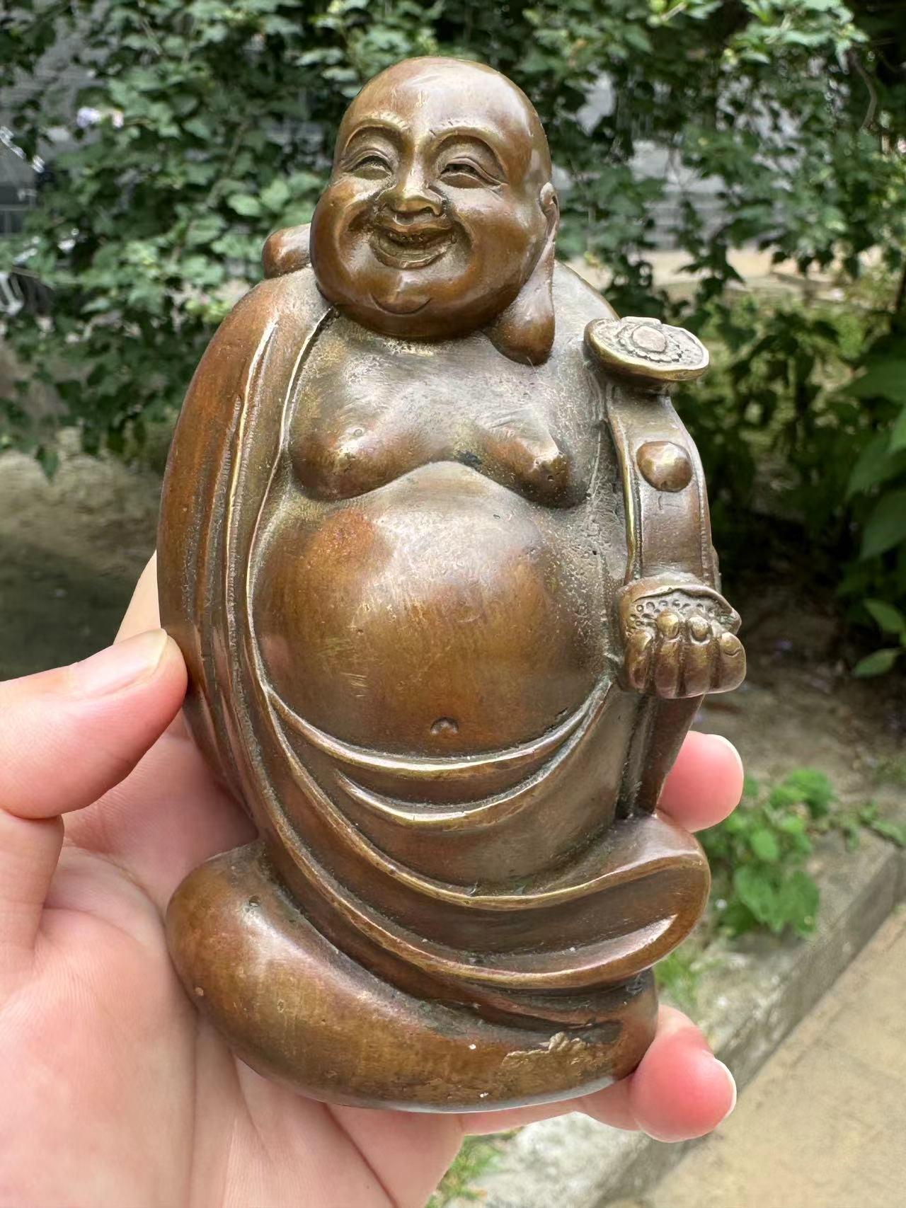 Chinese Copper Happy Laugh Maitreya Buddha Statue, Tibet Laughing