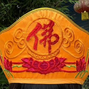 Tibet Buddhist Ritual Crown Hat Nepal Sitting Buddha Cap, Sakyamuni Shakya Mani Buddha Vajra hat cap Buddhist Monk cap Costume Shaolin G0130