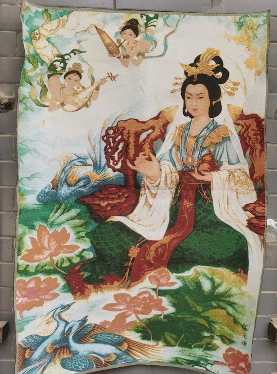 チベット仏教布シルクタンカ絵画、手描きネパール仏曼荼羅壁装飾アート