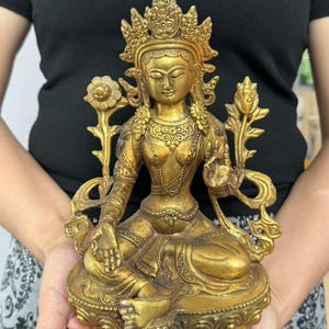 Tibet copper Bodhisattva Buddha Home Decor,Outdoor Zen Decor Buda Indoor Gift Relaxation Meditation Shrine Feng shui Guanyin Brings  Health