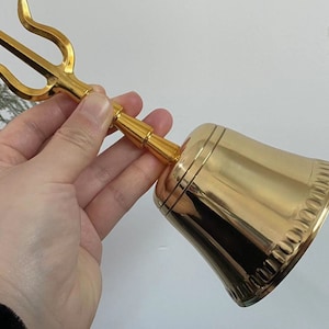 Tibetan Buddhist Phurba Vajra Dorje Bell Gold plated brass, Tantric Ritual Bell Magic Nepal Metal Buddha Chakra Healing, Balancing Blessing